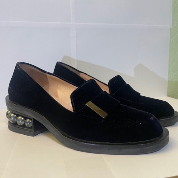 Nicholas Kirkwood Casati Pearl Blue Velvet Loafers, size 37 (7) - Picture 6 of 7